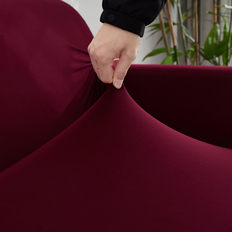 Stretch universal sofa cover 1/2/3/4 seater seasons fabric simple sofa  cover full covers wine red