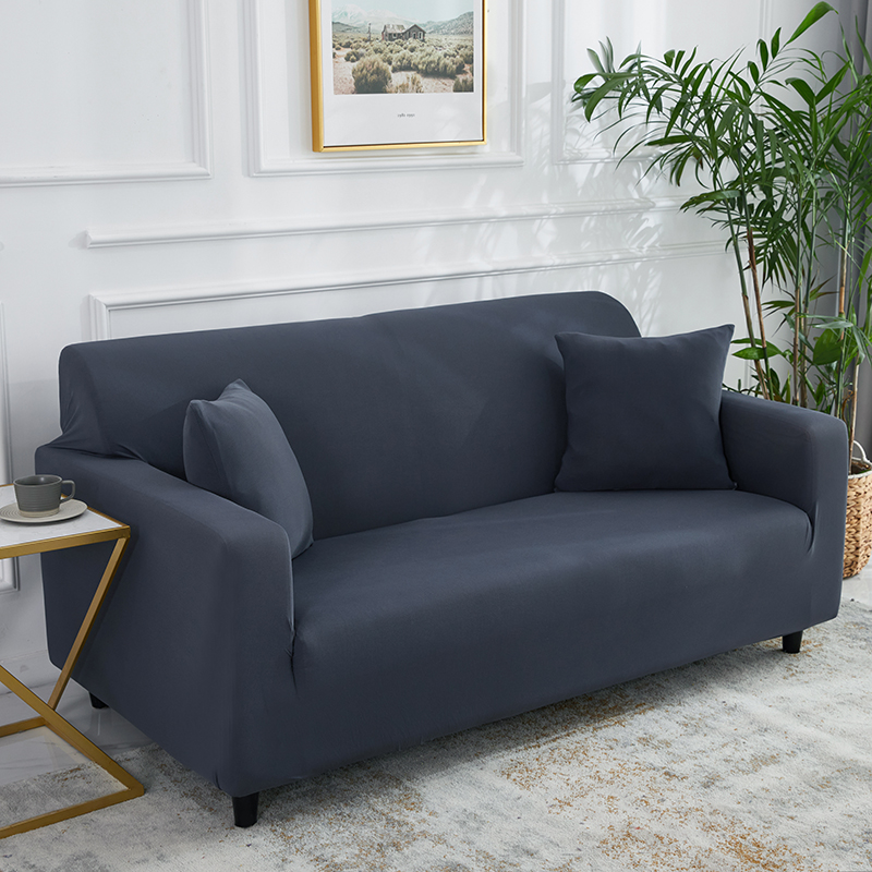 Stretch universal sofa cover 1/2/3/4 seater seasons fabric simple sofa  cover full covers dark gray