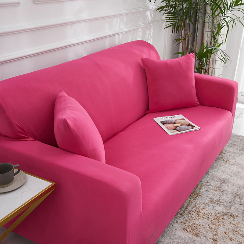 Stretch universal sofa cover 1/2/3/4 seater seasons fabric simple sofa  cover full covers rose red