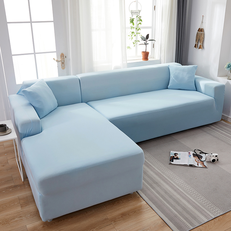 Stretch universal sofa cover 1/2/3/4 seater seasons fabric simple sofa  cover full covers Light blue