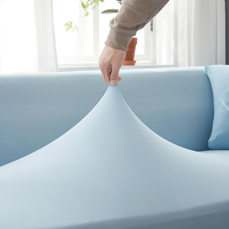 Stretch universal sofa cover 1/2/3/4 seater seasons fabric simple sofa  cover full covers Light blue