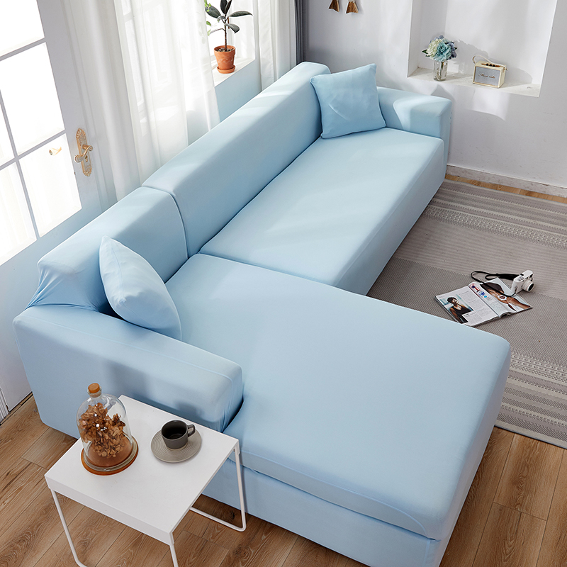 Stretch universal sofa cover 1/2/3/4 seater seasons fabric simple sofa  cover full covers Light blue