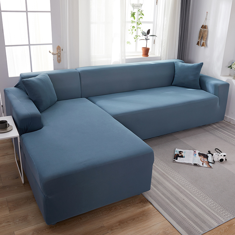 Stretch universal sofa cover 1/2/3/4 seater seasons fabric simple sofa  cover full covers Light blue