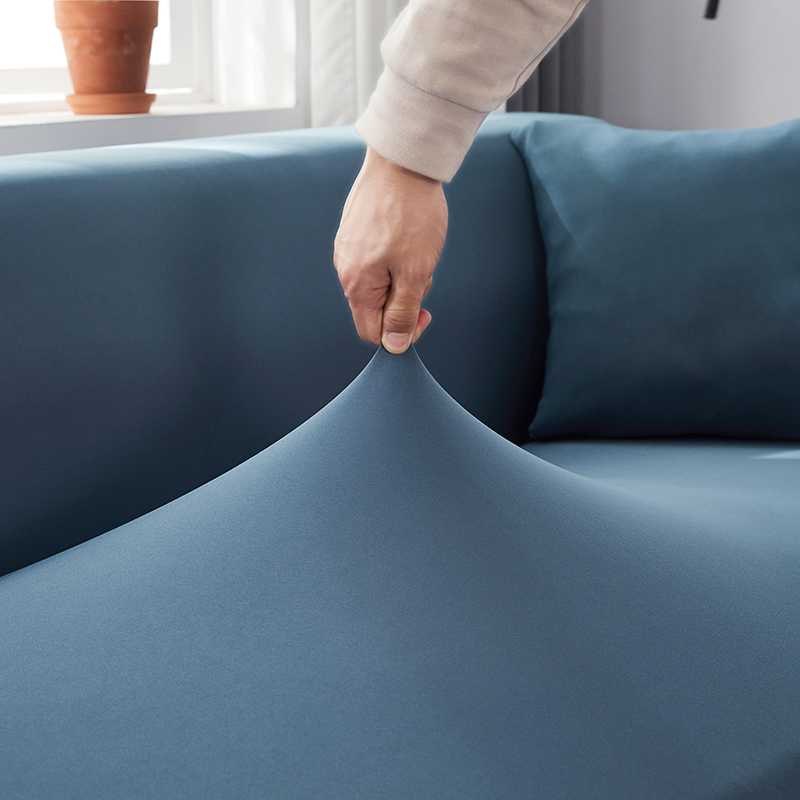 Stretch universal sofa cover 1/2/3/4 seater seasons fabric simple sofa  cover full covers Light blue