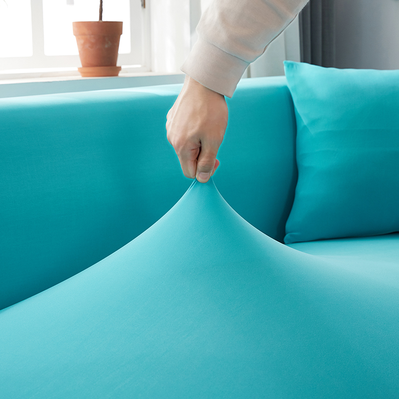 Stretch universal sofa cover 1/2/3/4 seater seasons fabric simple sofa  cover full covers sky blue