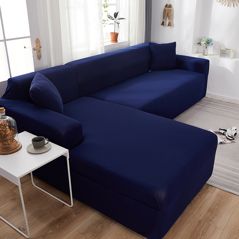 Stretch universal sofa cover 1/2/3/4 seater seasons fabric simple sofa  cover full covers sky blue