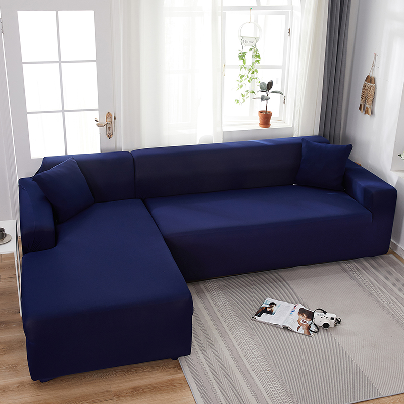 Stretch universal sofa cover 1/2/3/4 seater seasons fabric simple sofa  cover full covers sky blue