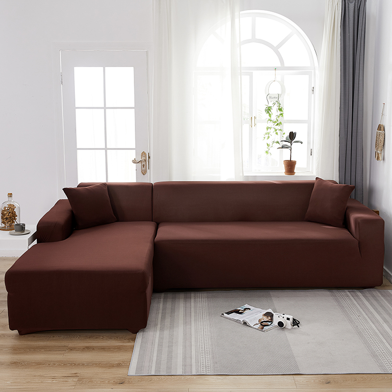 Stretch universal sofa cover 1/2/3/4 seater seasons fabric simple sofa  cover full covers dark brown