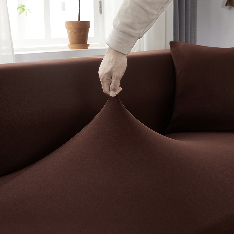 Stretch universal sofa cover 1/2/3/4 seater seasons fabric simple sofa  cover full covers dark brown