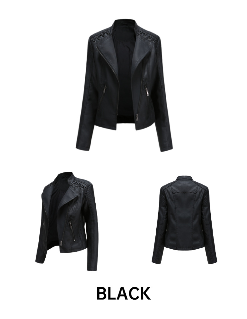 Spring and Autumn Leather Jacket Short Jacket Slim Thin Leather Jacket Ladies Motorcycle Suit