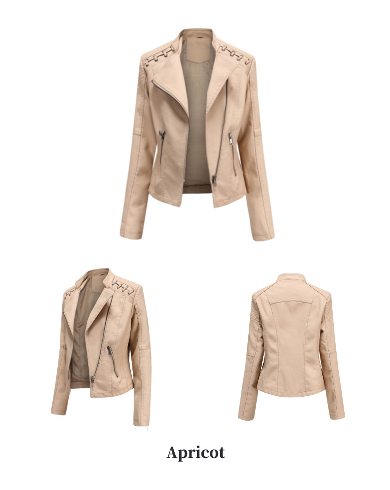 Spring and Autumn Leather Jacket Short Jacket Slim Thin Leather Jacket Ladies Motorcycle Suit