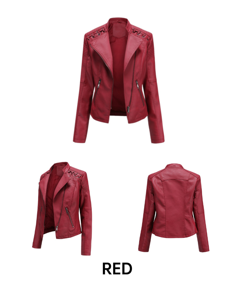 Spring and Autumn Leather Jacket Short Jacket Slim Thin Leather Jacket Ladies Motorcycle Suit