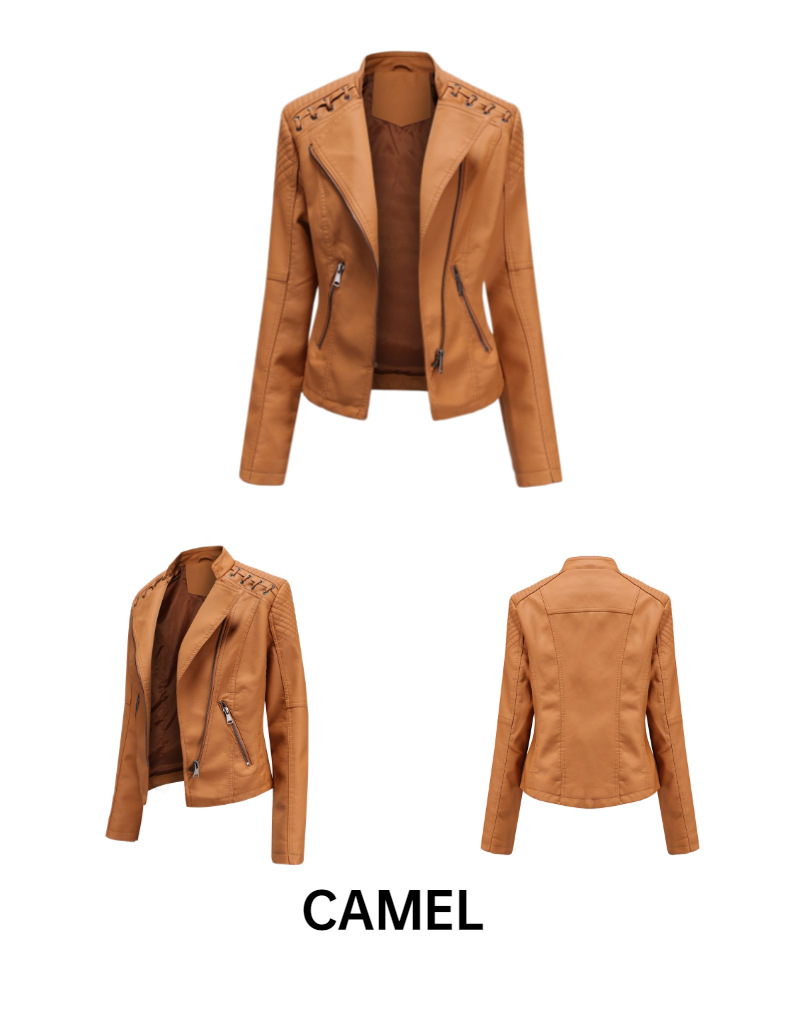 Spring and Autumn Leather Jacket Short Jacket Slim Thin Leather Jacket Ladies Motorcycle Suit