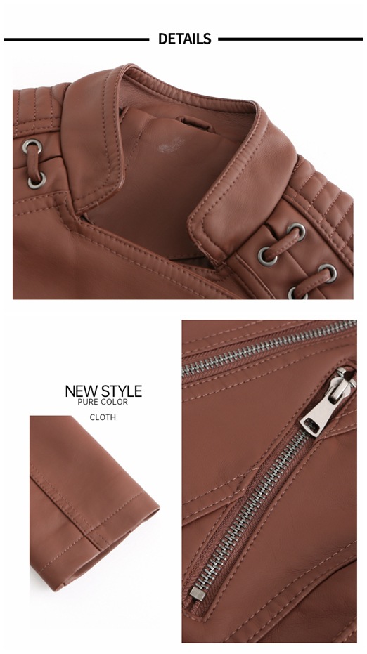 Spring and Autumn Leather Jacket Short Jacket Slim Thin Leather Jacket Ladies Motorcycle Suit