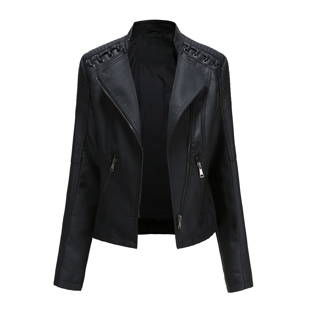 Spring and Autumn Leather Jacket Short Jacket Slim Thin Leather Jacket Ladies Motorcycle Suit