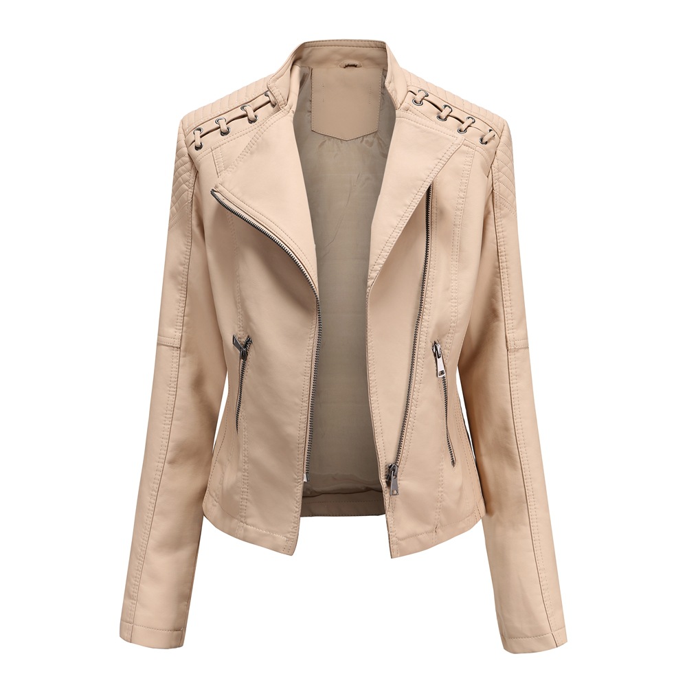 Spring and Autumn Leather Jacket Short Jacket Slim Thin Leather Jacket Ladies Motorcycle Suit