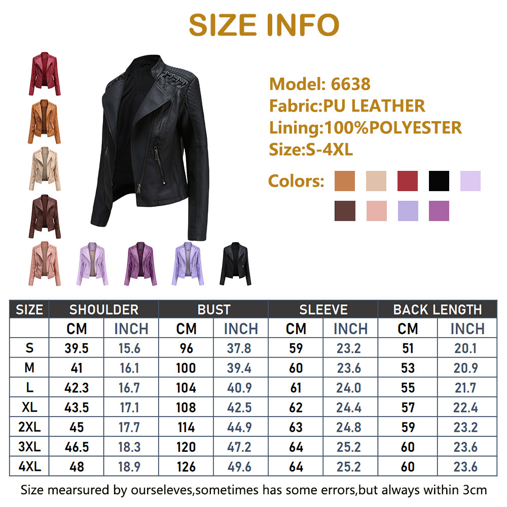 Spring and Autumn Leather Jacket Short Jacket Slim Thin Leather Jacket Ladies Motorcycle Suit