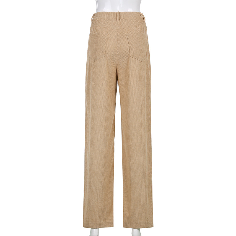 2021 women's trousers autumn corduroy mopping drape wide-leg casual pants