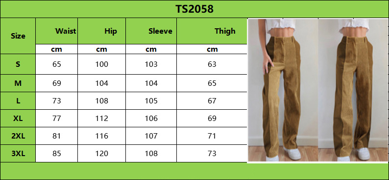 2021 autumn and winter women&apos;s new straight trousers loose casual pants corduroy pants