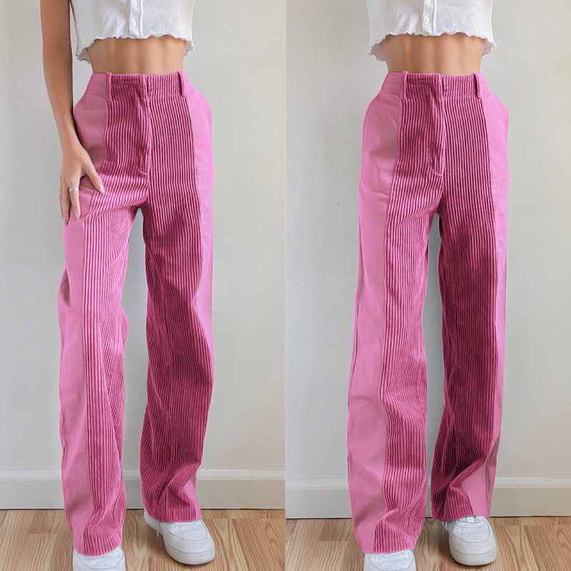 2021 autumn and winter women&apos;s new straight trousers loose casual pants corduroy pants