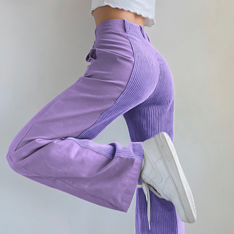 2021 autumn and winter women&apos;s new straight trousers loose casual pants corduroy pants