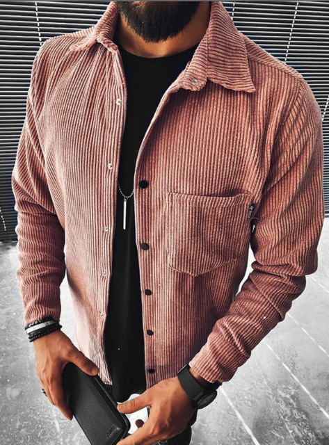 New Men&apos;s Shirt Plaid Pocket Long Sleeve Shirt Top