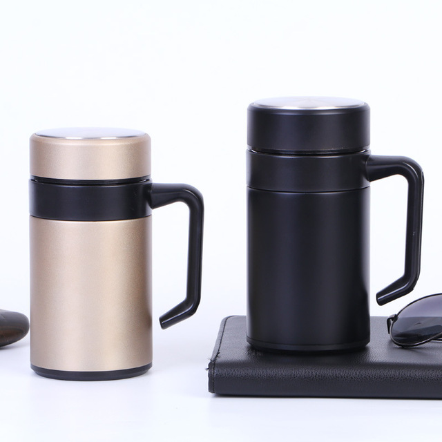 304 stainless steel vacuum flask for tea office water cup with handle tea drain