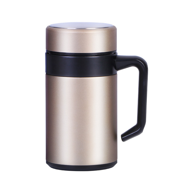 304 stainless steel vacuum flask for tea office water cup with handle tea drain