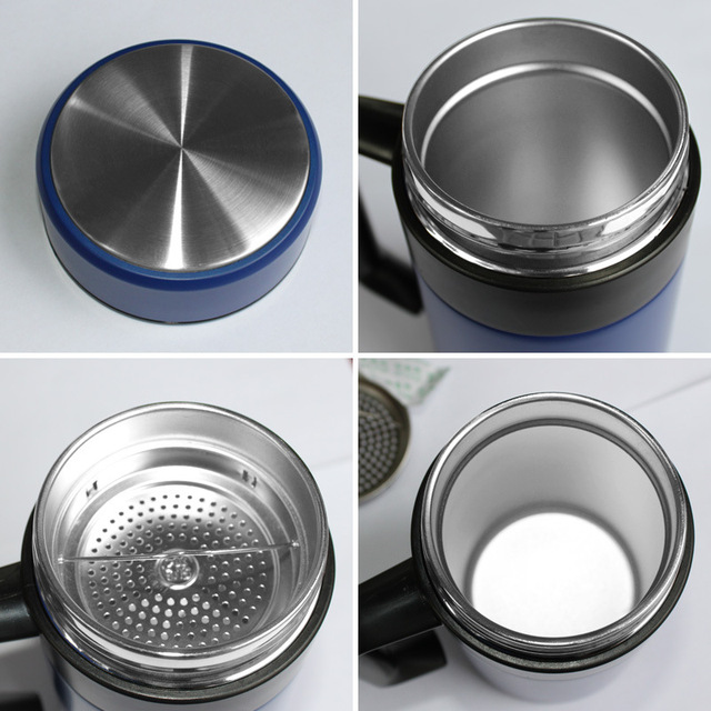 304 stainless steel vacuum flask for tea office water cup with handle tea drain
