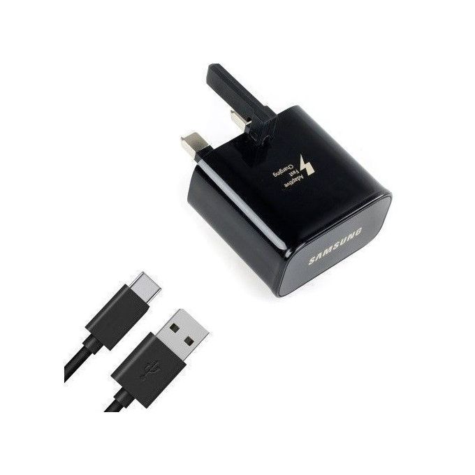 SAMSUNG GALAXY 15W FAST CHARGER FOR S10 S9 S8 NOTE 10 USB TYPE C CHARGER - BLACK