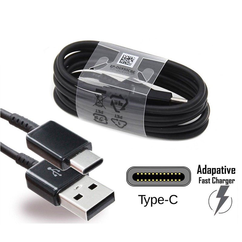 Samsung Galaxy 15W FOR s8 s9 s10+ A20 A30 A31 A50 A70 Fast Charger USB Type C Charger & Sync Cable - Black