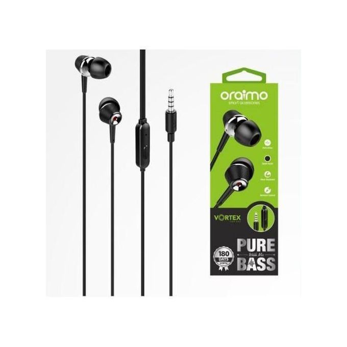 Oraimo Vortex OEP- E23 Pure Bass In-ear Earphones - BLACK