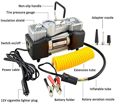 12V 150PSI Double Cylinder Air Pump Compressor Car Auto Tire Inflator Portable Heavy Duty lorry, bicycle, ball, car, motocycle, comes with  repair kit and box