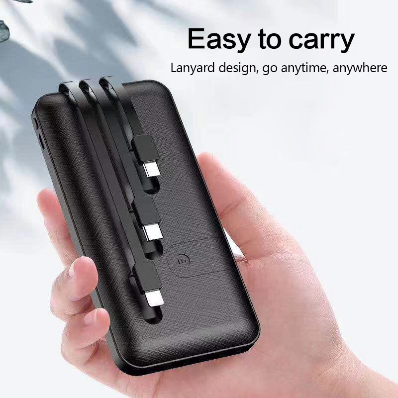 Power Bank 10000MAH WITH 3 CABLES - BLACK