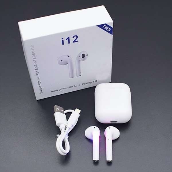 i12 TWS Bluetooth 5.0 Headset Sweatproof Sports Touch Earbuds