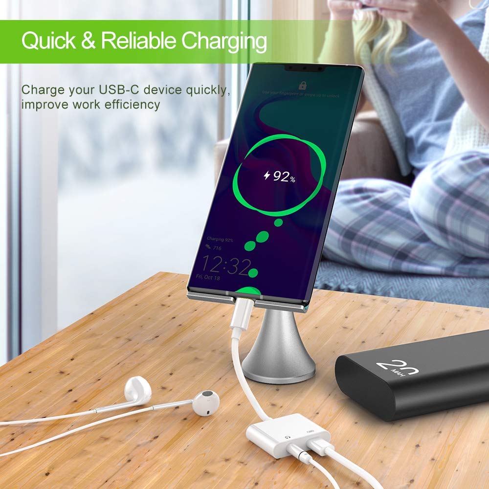 TYPE C Adapter &amp; Splitter, 2 In 1 Aux Headphone Jack Audio &amp; Charging Cable Adapter