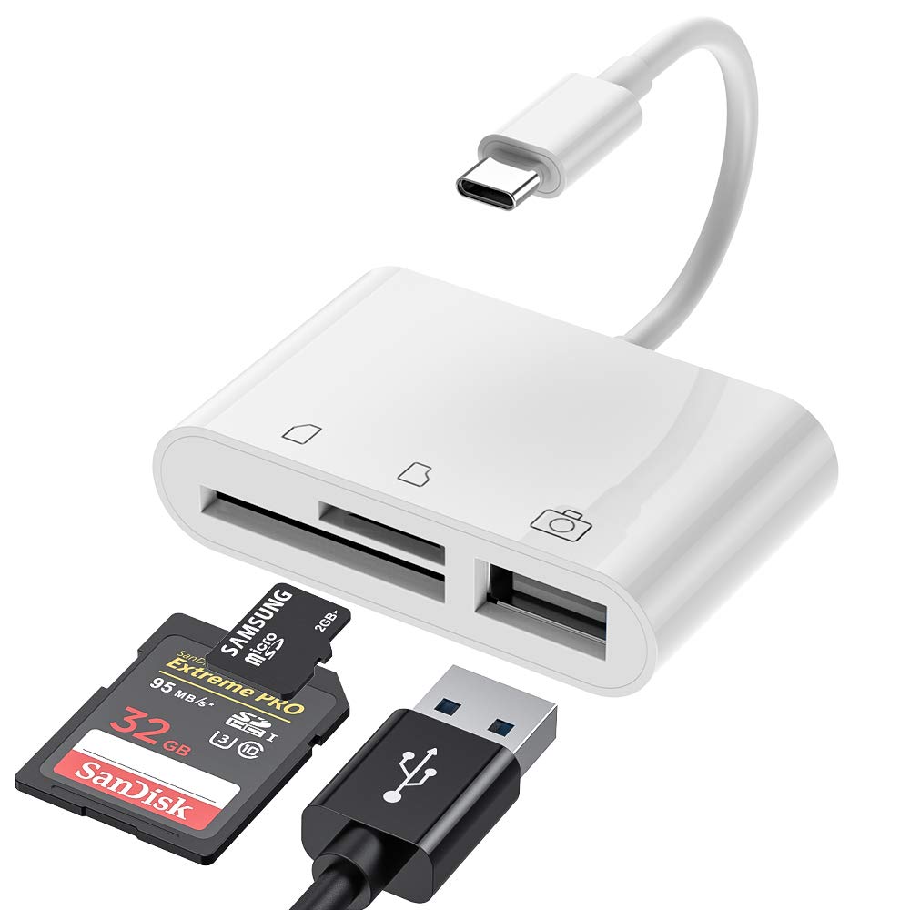 USB C Type C Micro SD TF Card Reader Adapter, 3 in 1 USB C