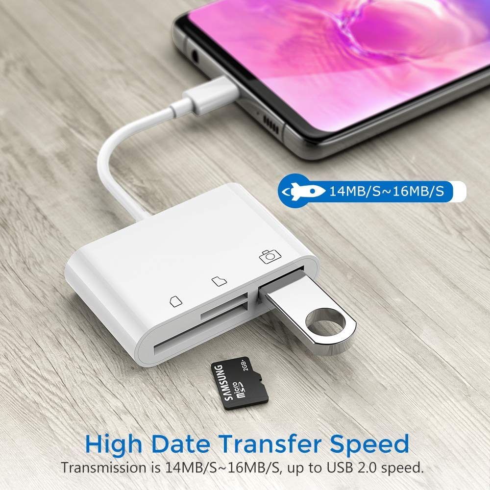 USB C Type C Micro SD TF Card Reader Adapter, 3 in 1 USB C