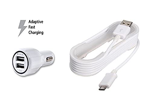 SAMSUNG 15W FAST CAR CHARGER USB MICRO CABLE - WHITE