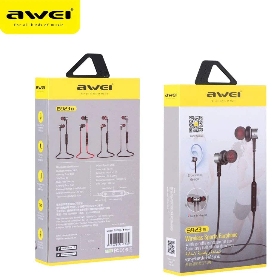 Awei B923BL Sport Bass stereo Wireless Bluetooth Earphones Headset In-Ear Headphones
