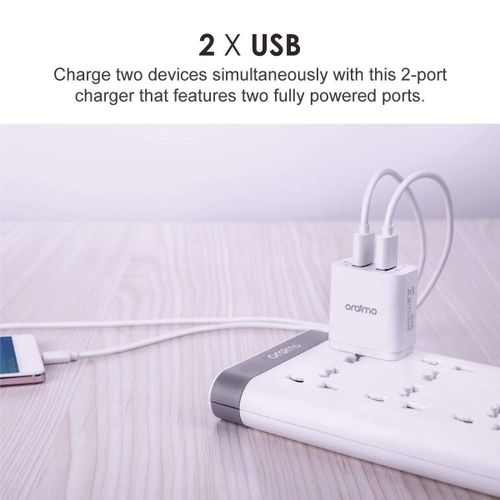 ORAIMO 2X USB FAST TRAVEL ADAPTER CHARGER KIT With charging cable