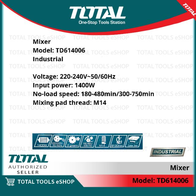 Total 1400w Paint Mixer Industrial