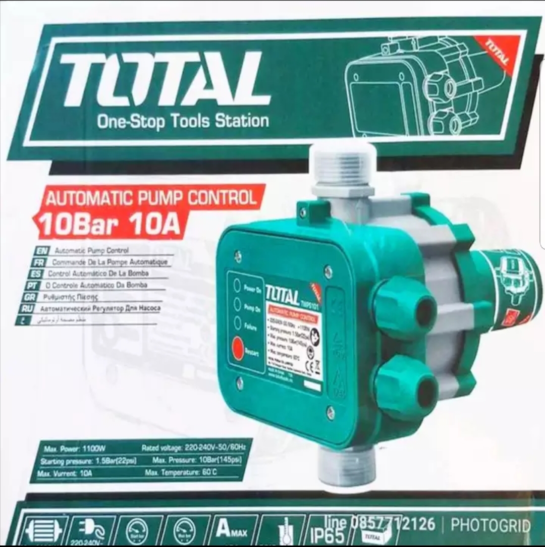 TOTAL Automatic Water Pump Control/Pressure Switch10Bar 10A