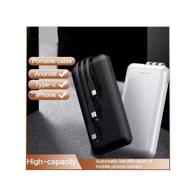 30000MAH SMART PORTABLE POWER BANK WITH 3 CHARGING CABLES