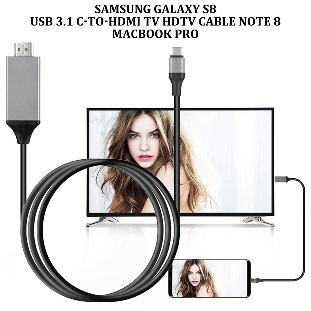 1080P Cable 2m Type-C USB-C to HDMI-Adapter USB C to HD TV Cable Adapters - Samsung S10 /S9 /S8 /Note 9
