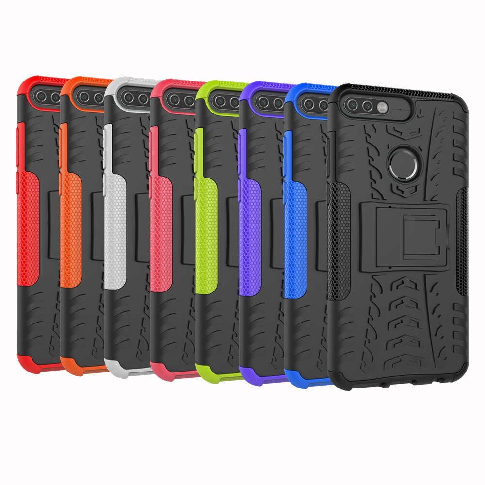 [Kind] Huawei Y7 Prime (2018) Case Shockproof with Kickstand TPU PC Phone Case Covers