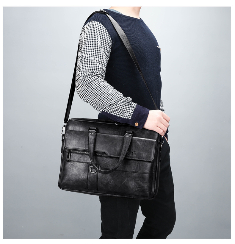 Briefcase Bags Men Leather Handbag Laptop Bag Portable Business Messenger Bag Luxury Shoulder Bag