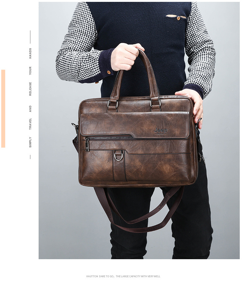 Briefcase Bags Men Leather Handbag Laptop Bag Portable Business Messenger Bag Luxury Shoulder Bag