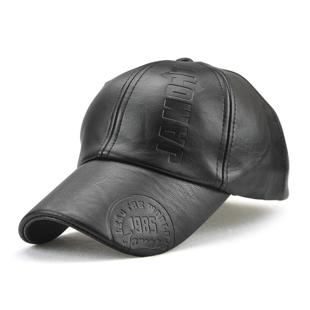 New Fashion Hats for Men PU Leather Baseball Cap Hip Hop Rap Embossing