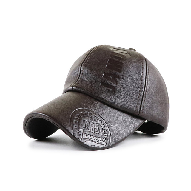 New Fashion Hats for Men PU Leather Baseball Cap Hip Hop Rap Embossing